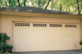 A garage door with long panels